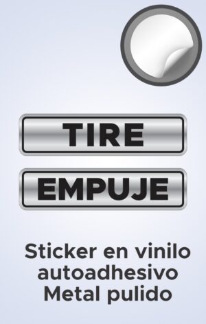 Señalética Tire y Empuje Autoadhesivo Brushed metal